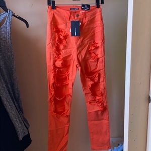 Orange high waisted fashion nova pants